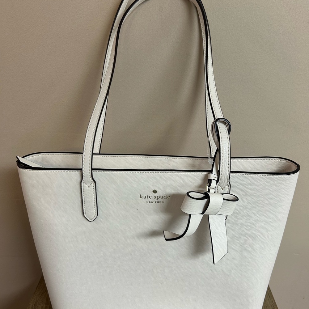 Kate Spade Cream Tote with Bow Accent